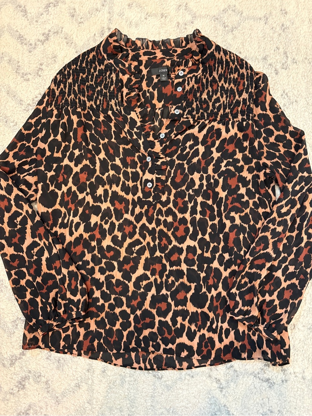 J Crew Leopard Print Button Front Blouse - Multicolor